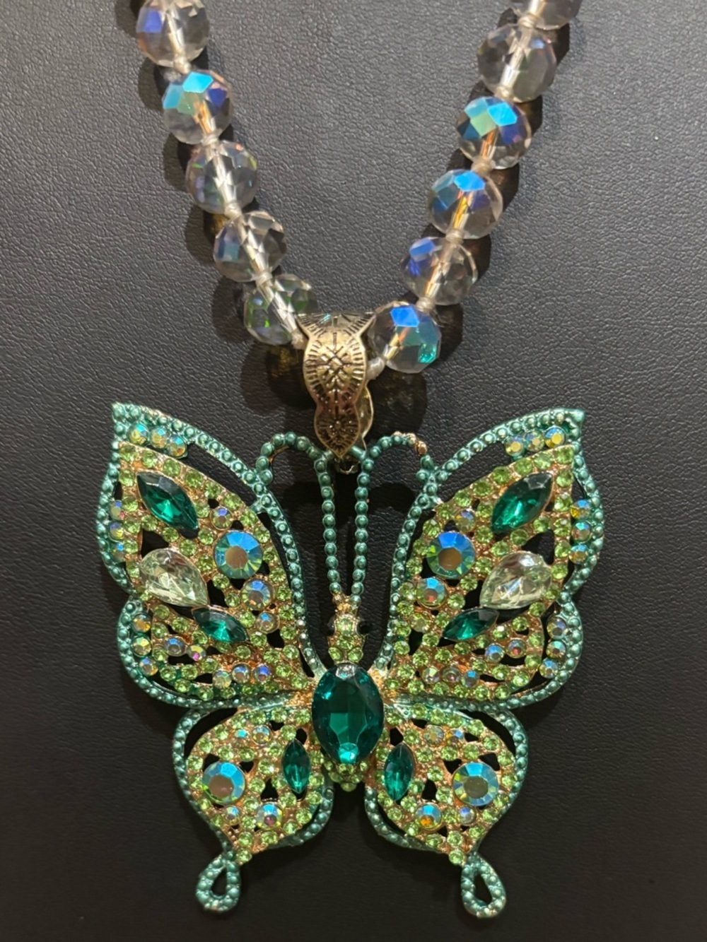 Crystal Butterfly Statement Necklace NWOT